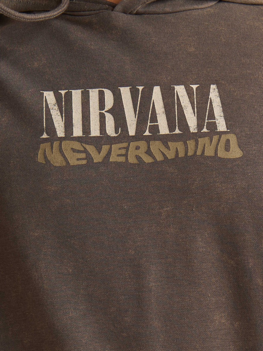 Nirvana Print Oversized Hooded Sweatshirt