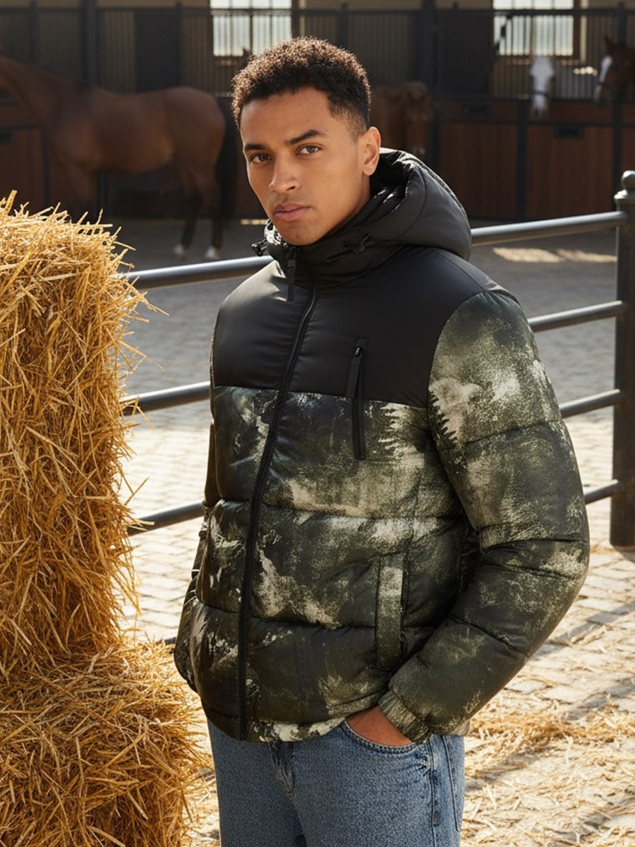 Panelled Hooded Puffer Jacket