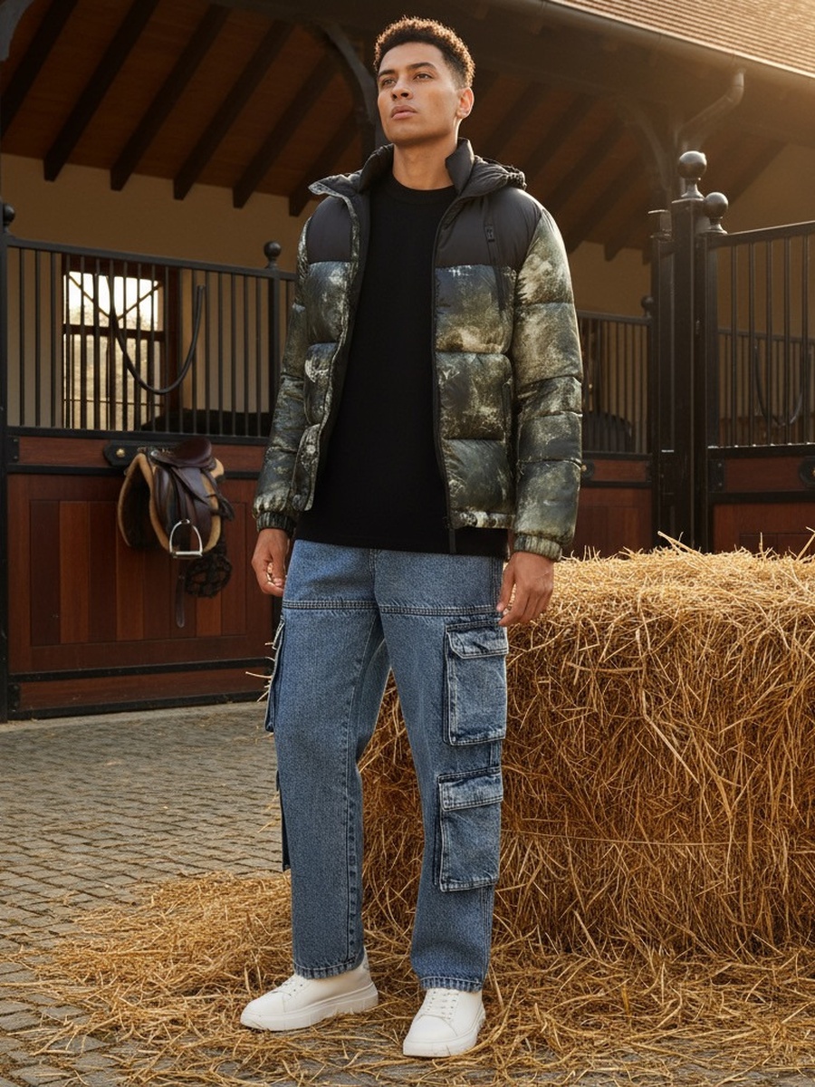 Panelled Hooded Puffer Jacket