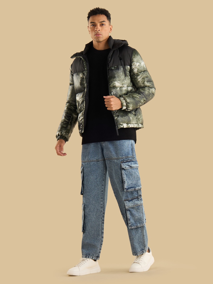 Panelled Hooded Puffer Jacket