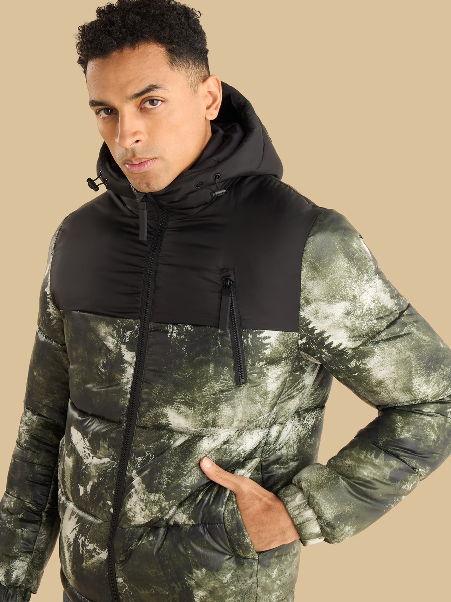 Panelled Hooded Puffer Jacket