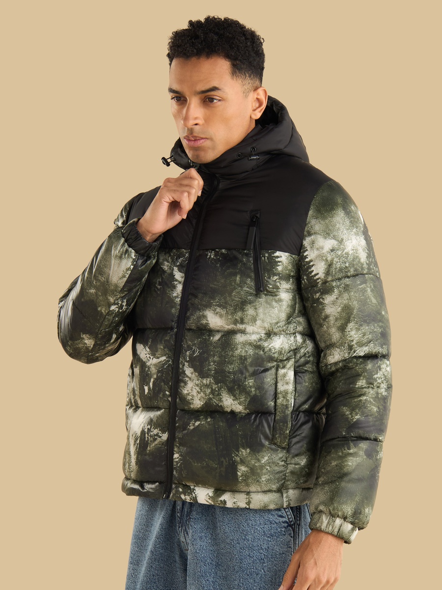 Panelled Hooded Puffer Jacket