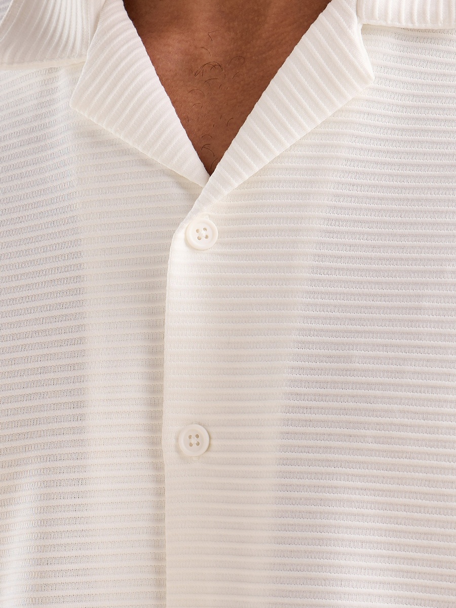 Textured Camp Collar Plisse Shirt