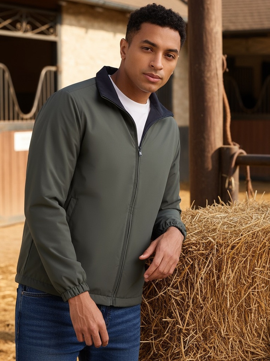 Plain Reversible High Neck Jacket