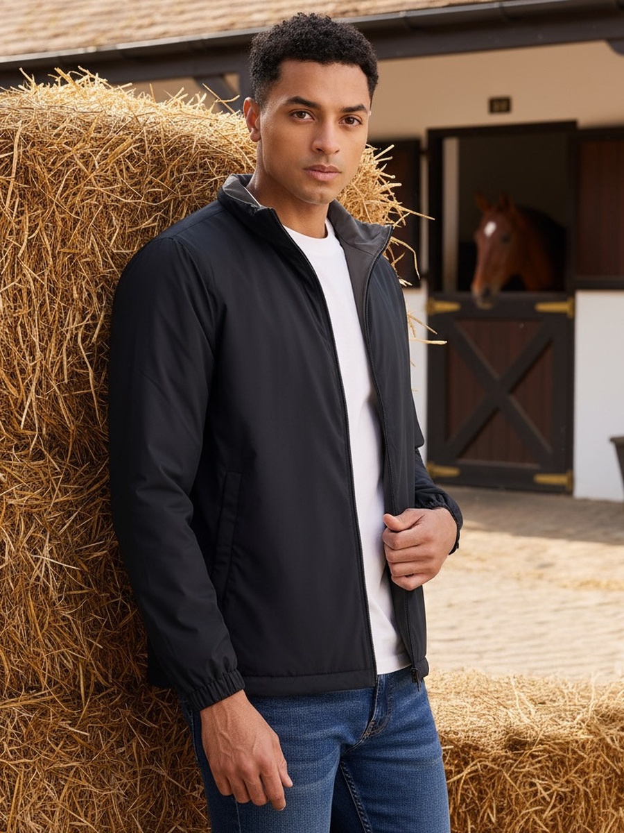 Plain Reversible High Neck Jacket