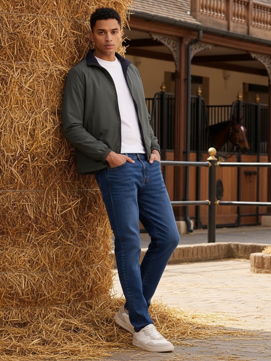 Plain Reversible High Neck Jacket