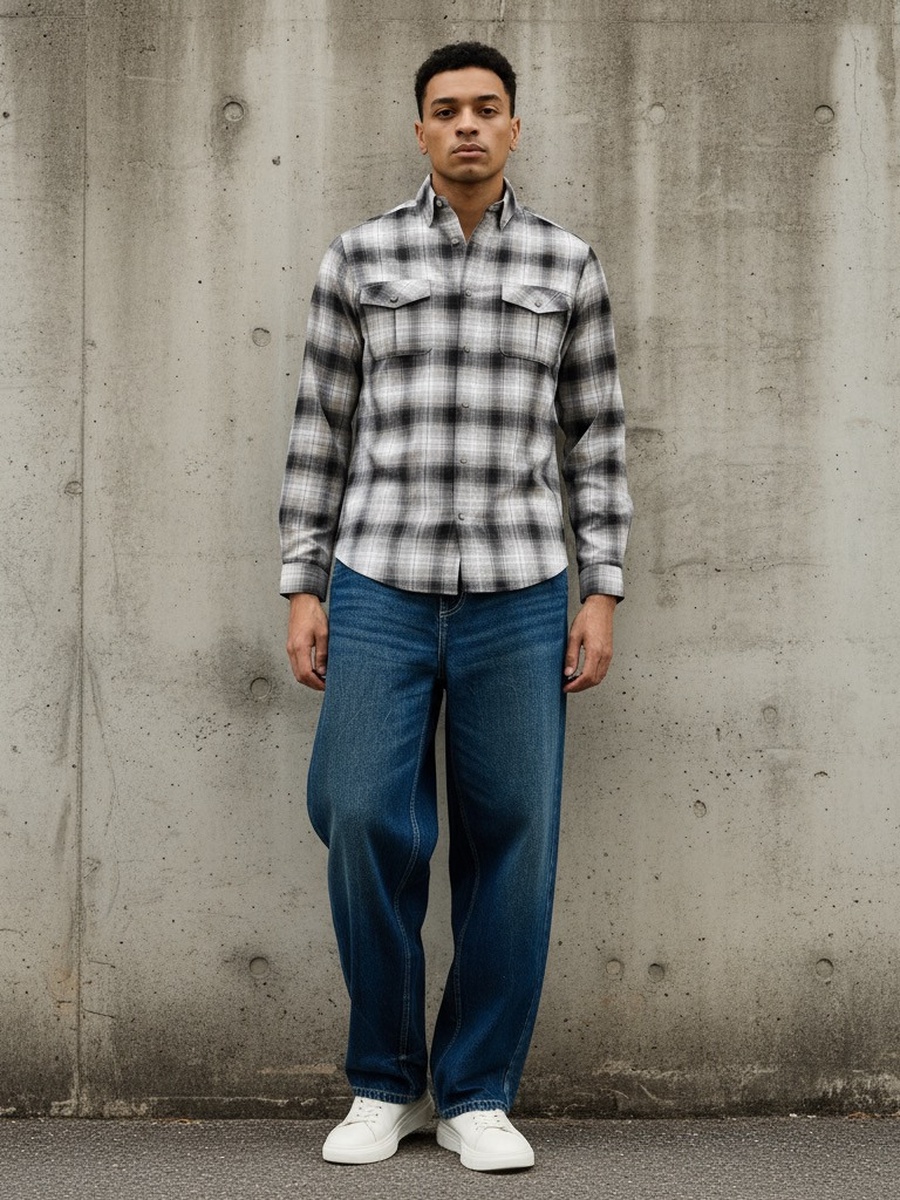 Checked Flannel Shirt with Chest Pockets