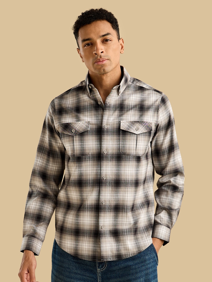 Checked Flannel Shirt with Chest Pockets