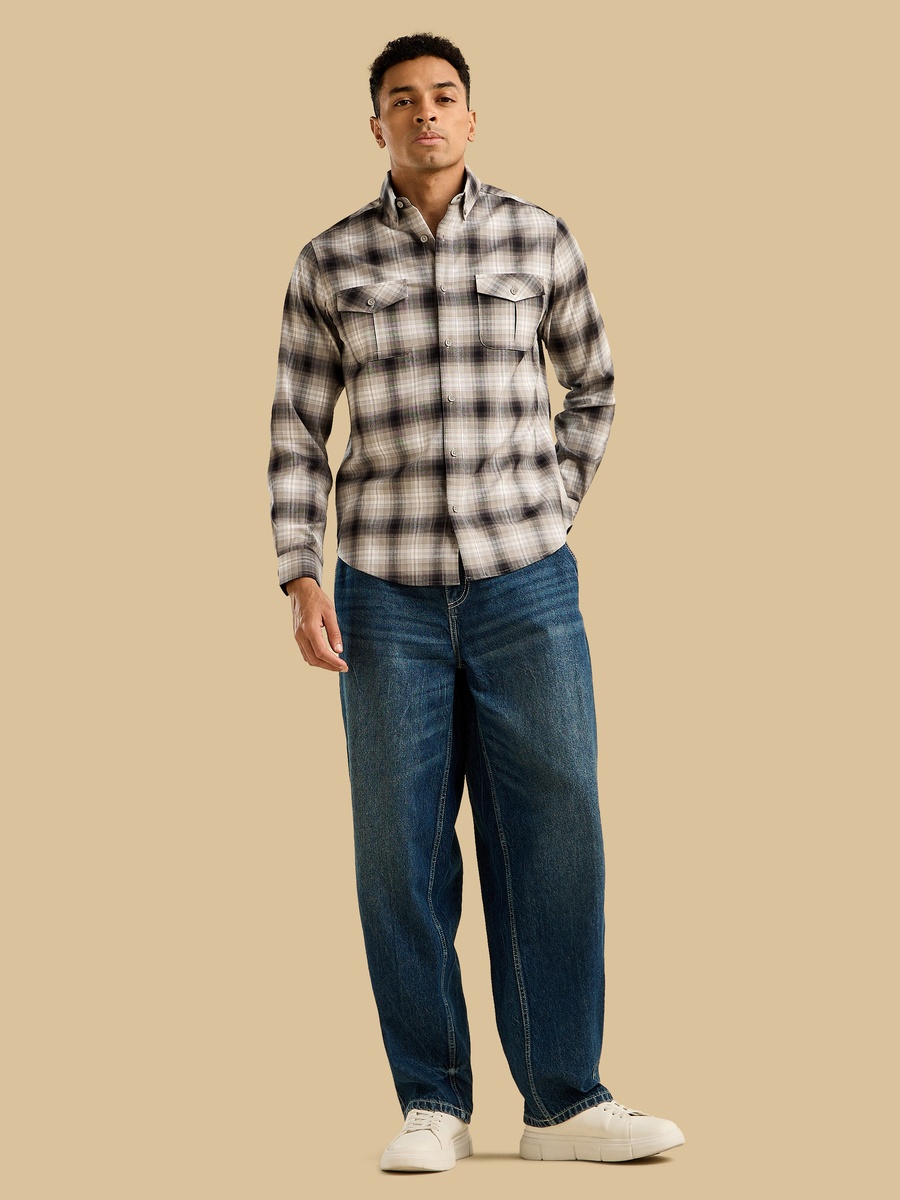 Checked Flannel Shirt with Chest Pockets