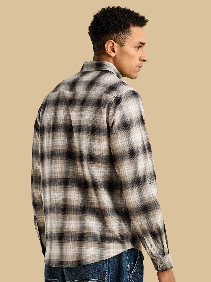 Checked Flannel Shirt with Chest Pockets