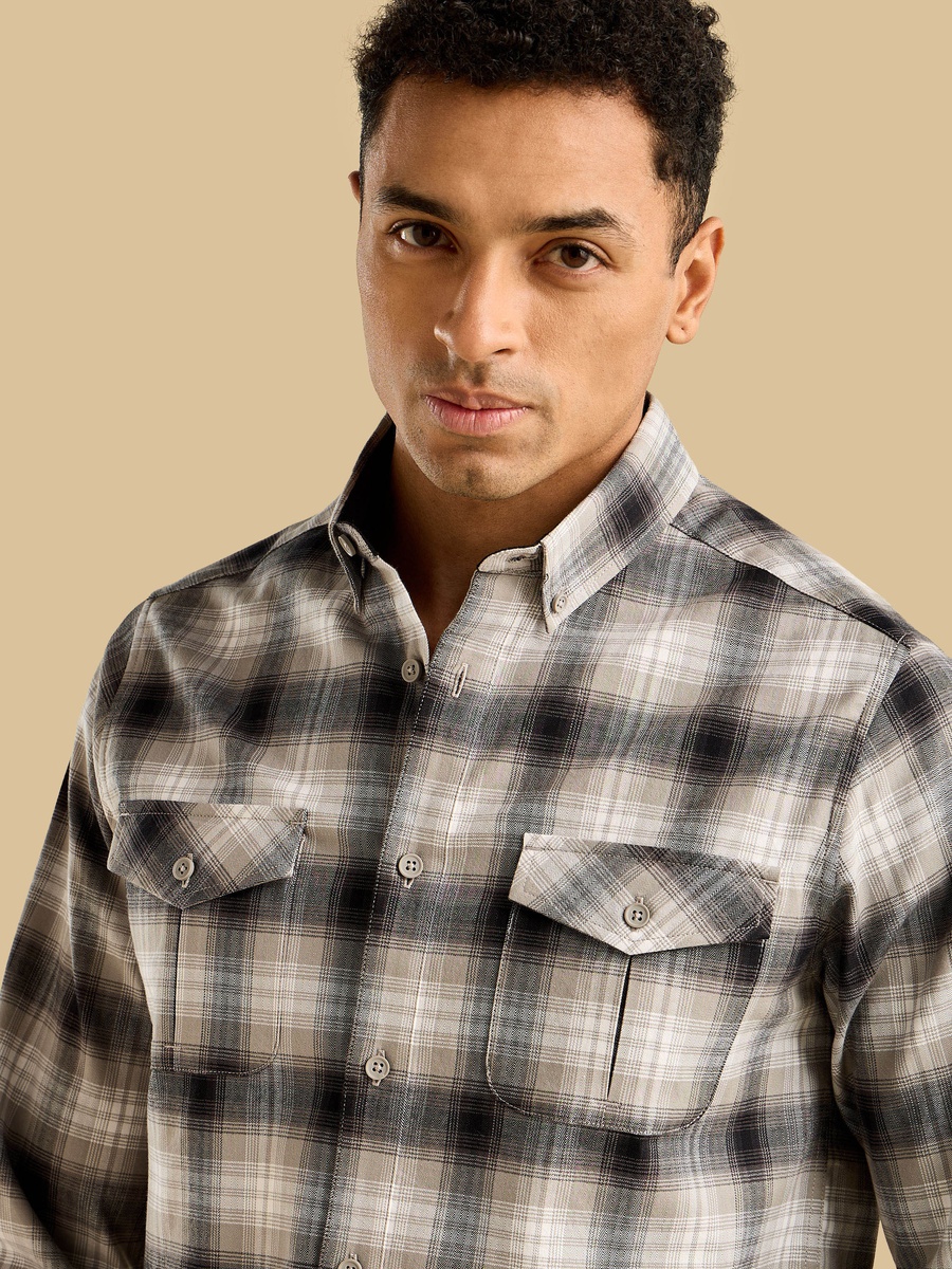 Checked Flannel Shirt with Chest Pockets