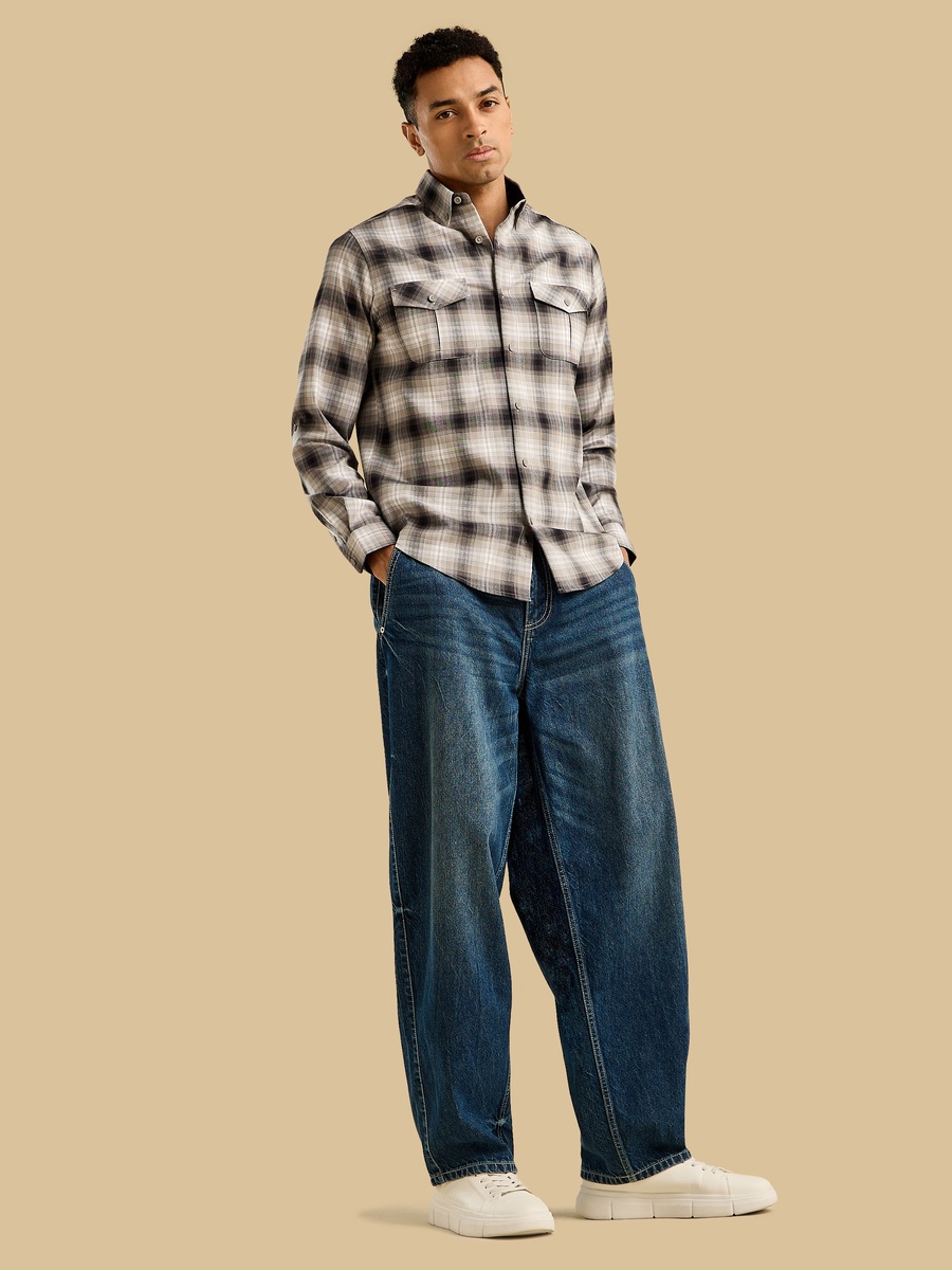 Checked Flannel Shirt with Chest Pockets