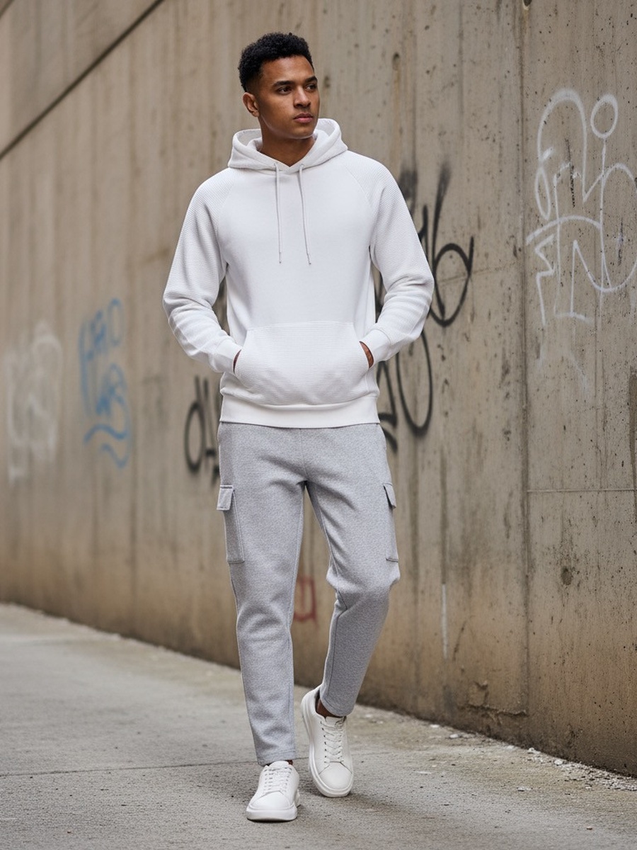 Fleece Cargo Joggers with Open Hem