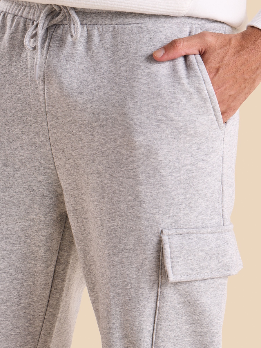 Fleece Cargo Joggers with Open Hem