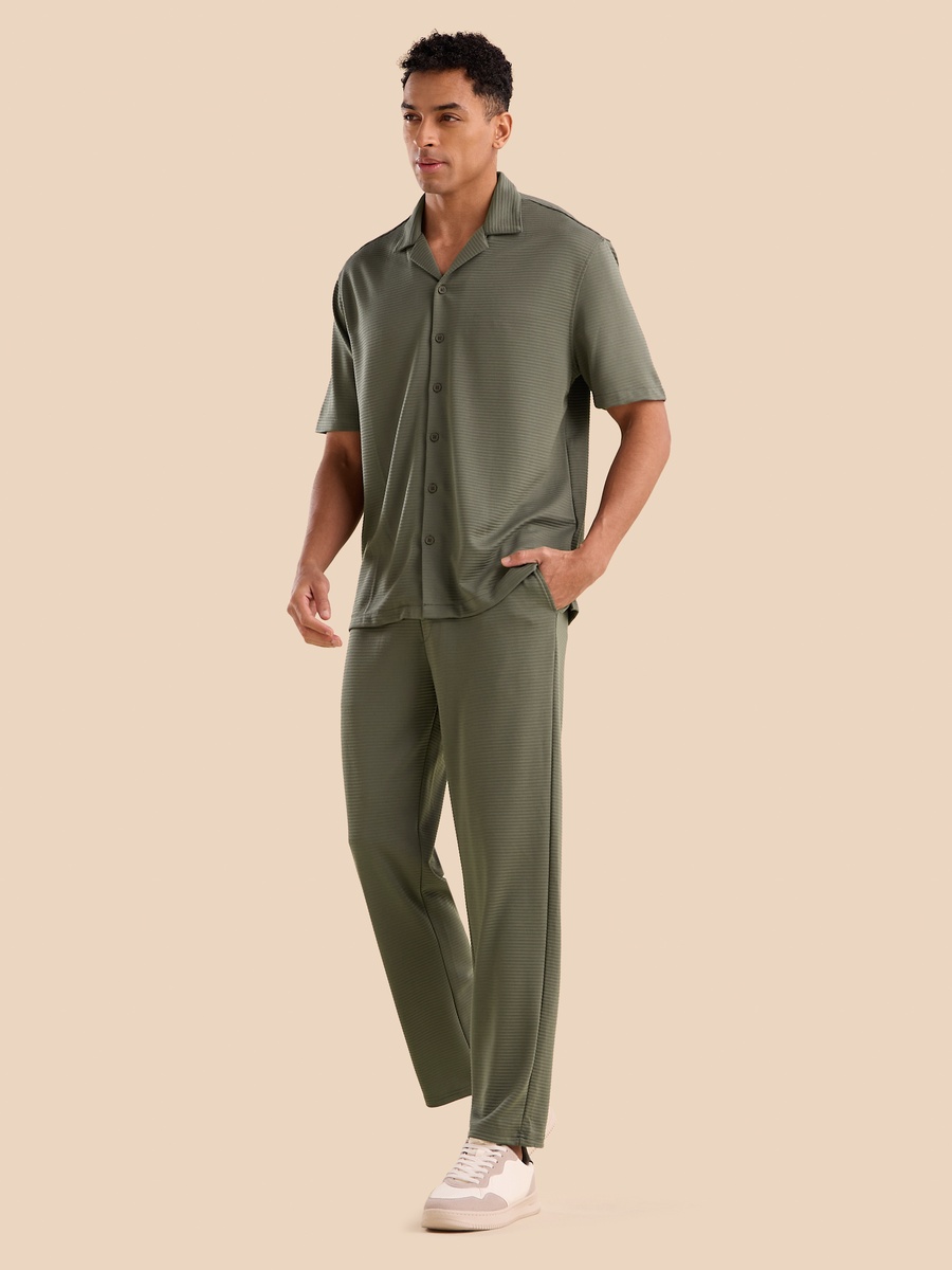 Textured Plisse Pants with Drawstring Closure