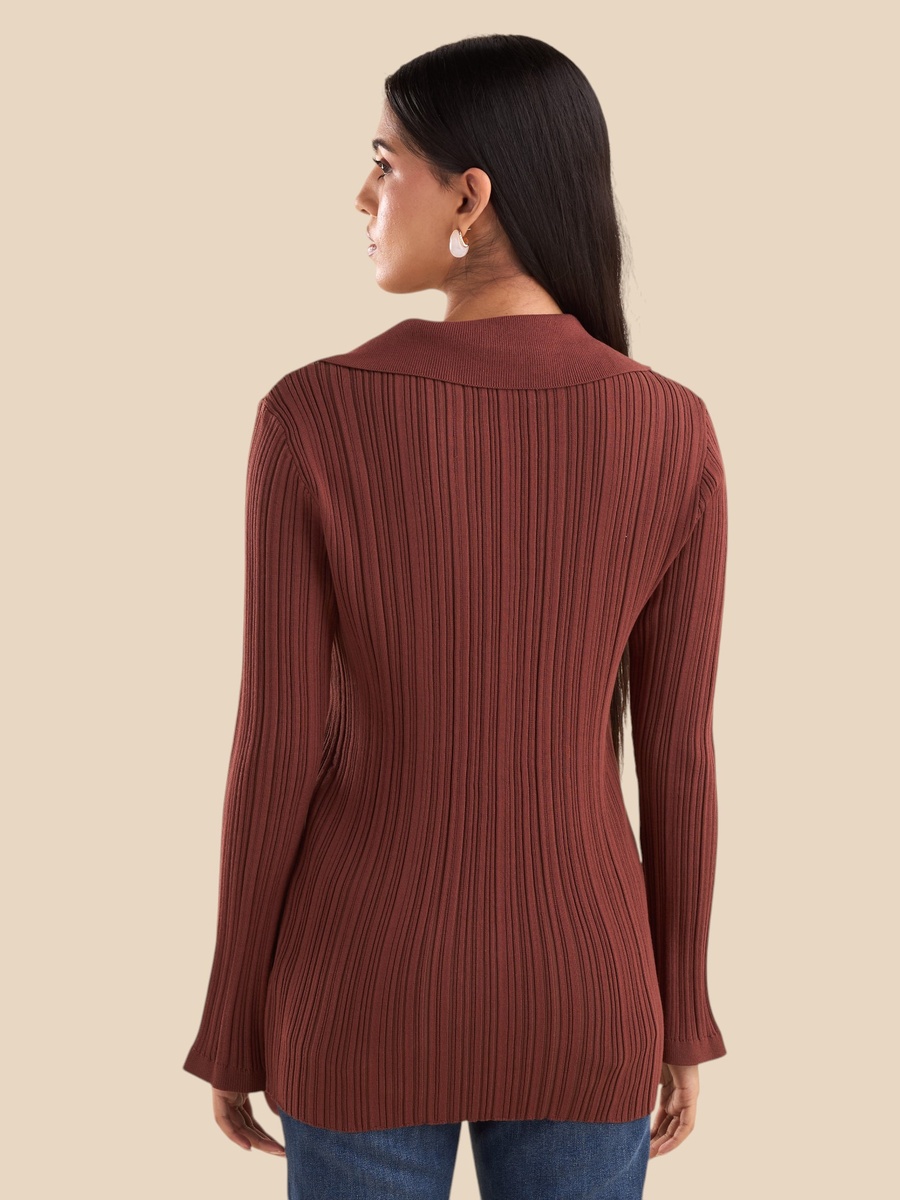 Ribbed Collared Top