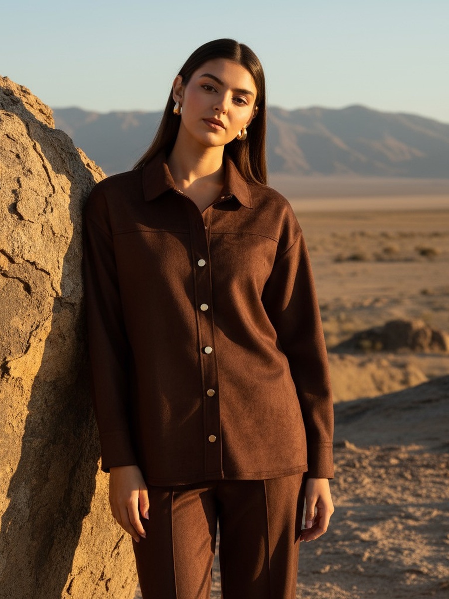 Button Through Suede Shirt
