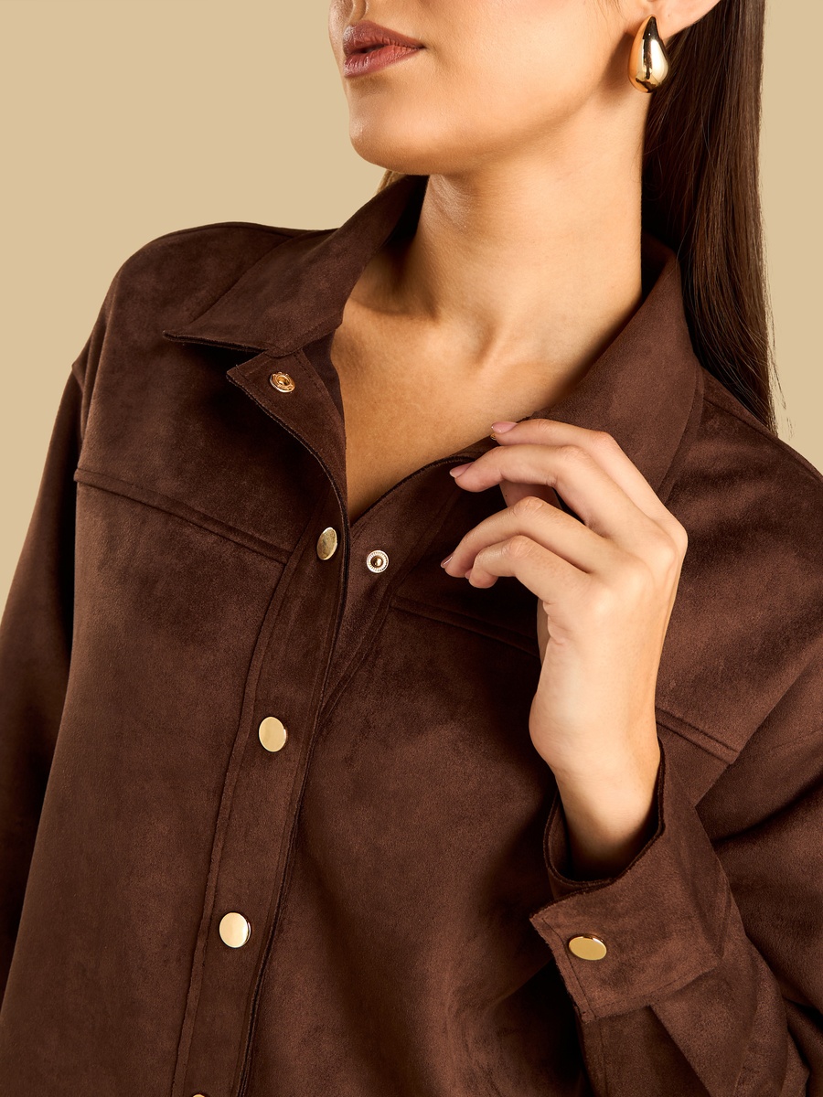 Button Through Suede Shirt
