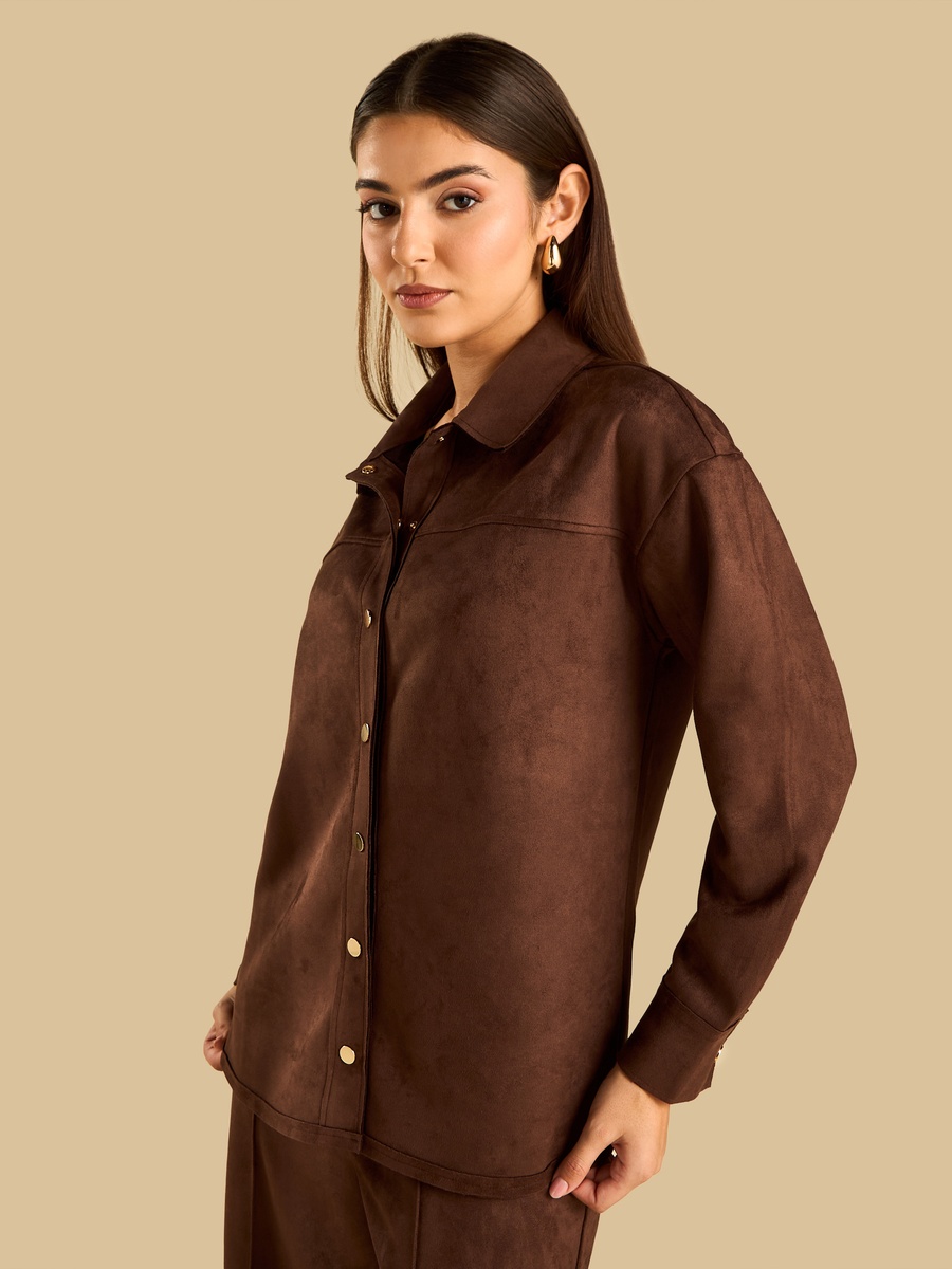 Button Through Suede Shirt