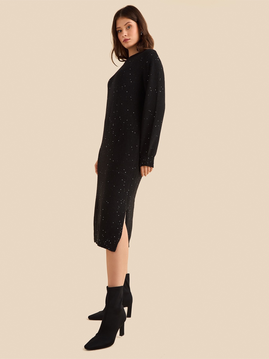 Sequin Embellished Sweater Dress