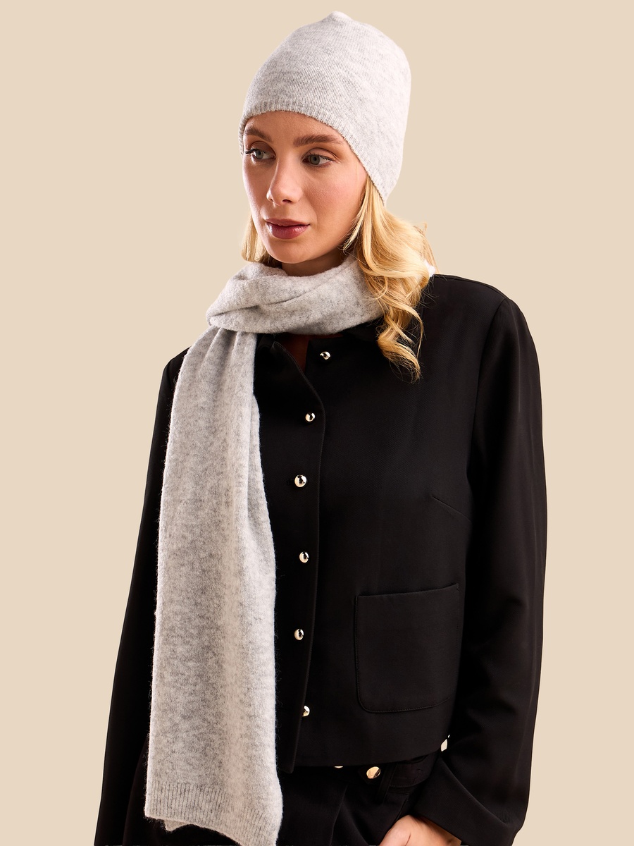 Plain Scarf with Beanie Cap