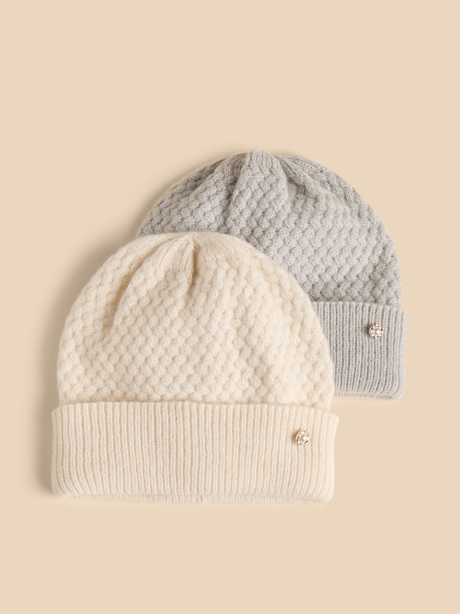 Pack of 2 - Textured Beanie Cap