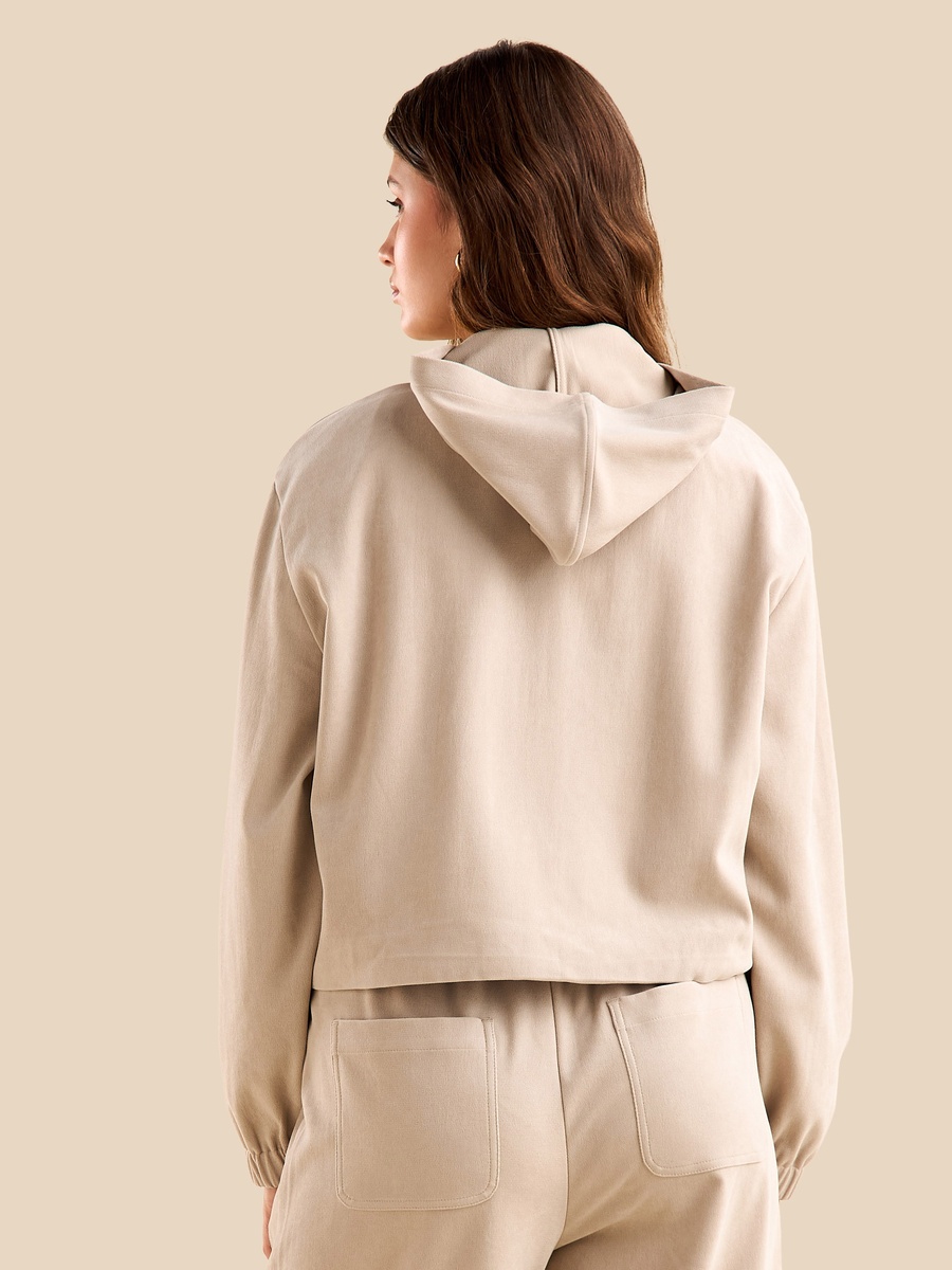 Plain Hooded Corduroy Jacket