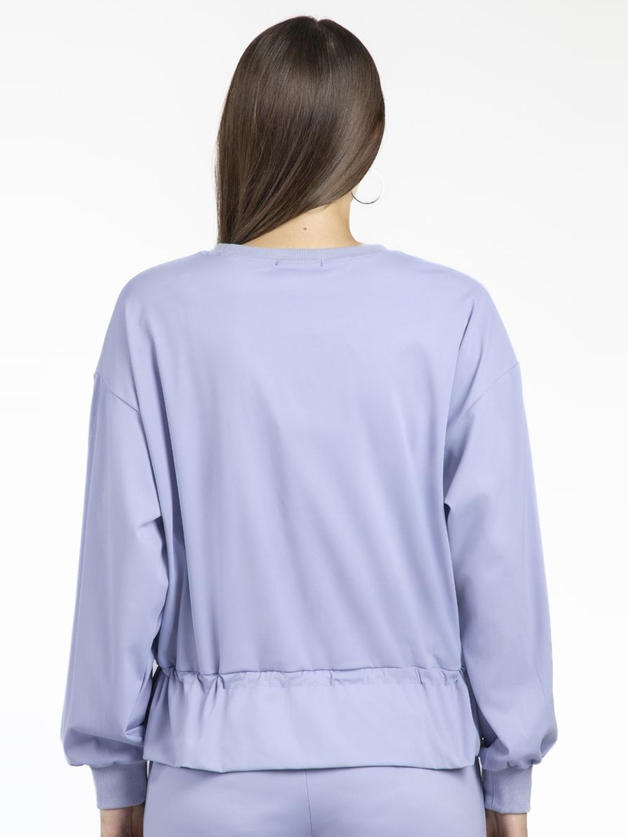 Solid Colored Sweatshirt with Waist Drawstring