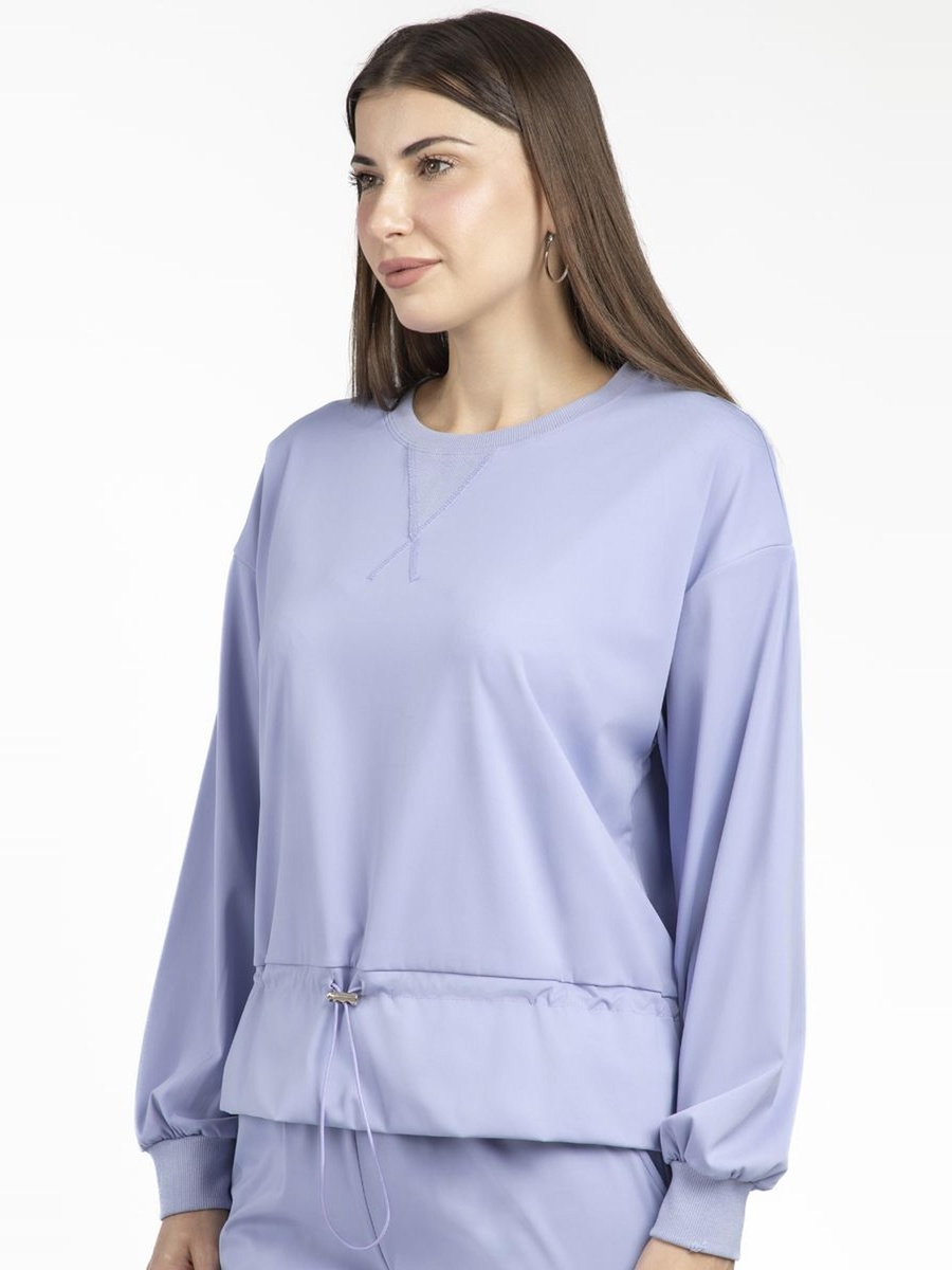 Solid Colored Sweatshirt with Waist Drawstring