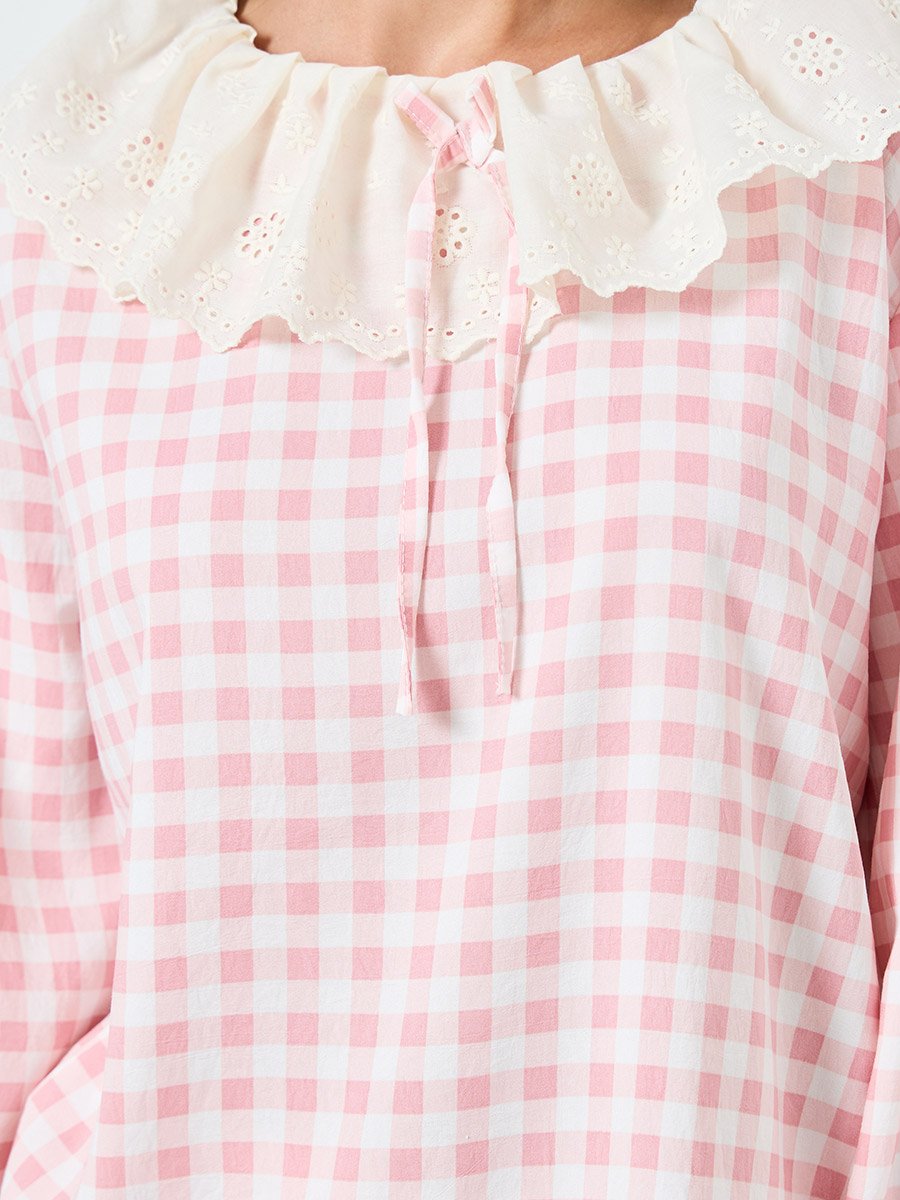 Checkered Top and Straight Pyjama Set
