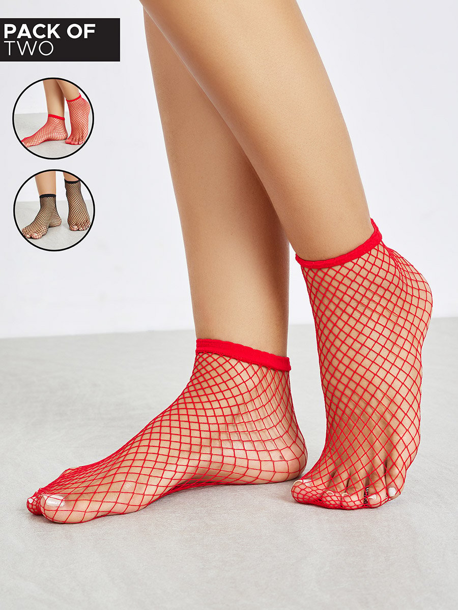 Pack of 2 - Ankle Fishnet Socks