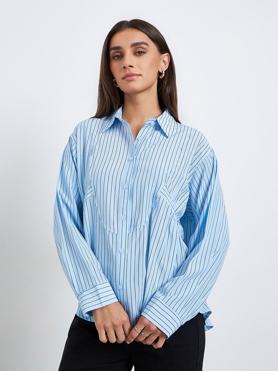 Women Striped Oversized Shirt