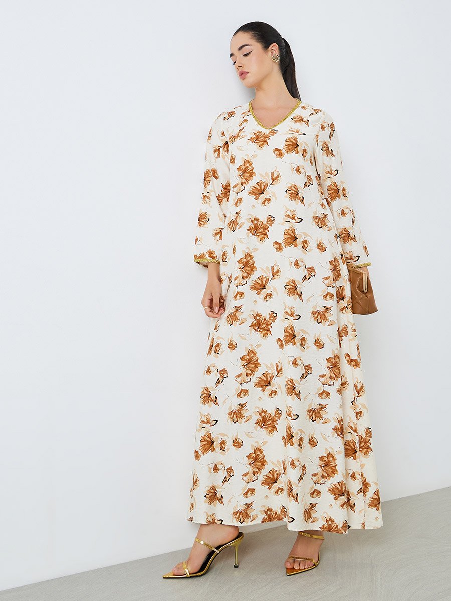 Women Floral Printed A-Line Jalabiya