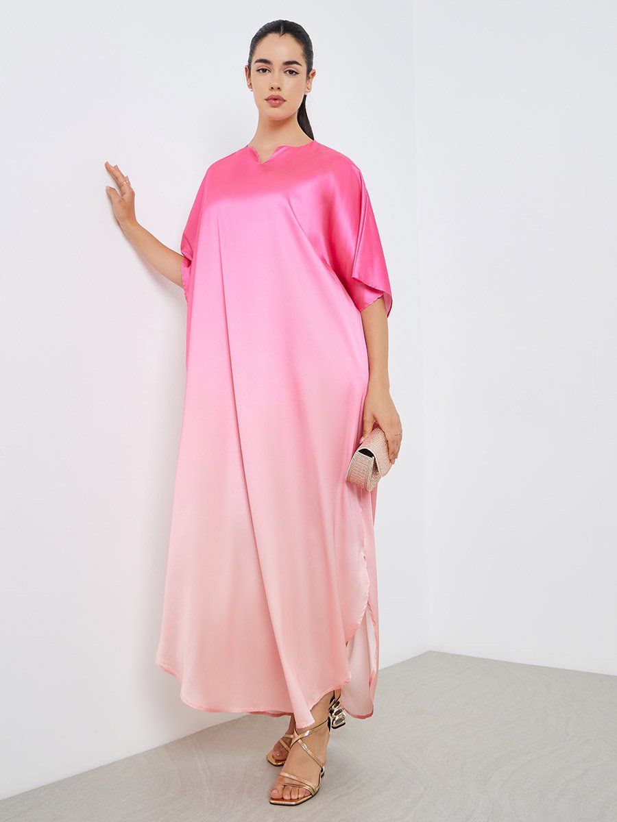 Women Pink Ombre Print Kaftan
