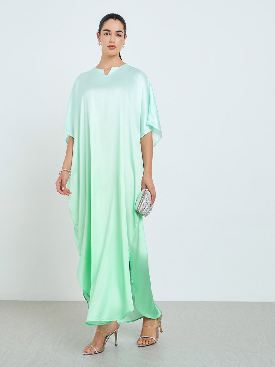 Women Green Ombre Print Kaftan
