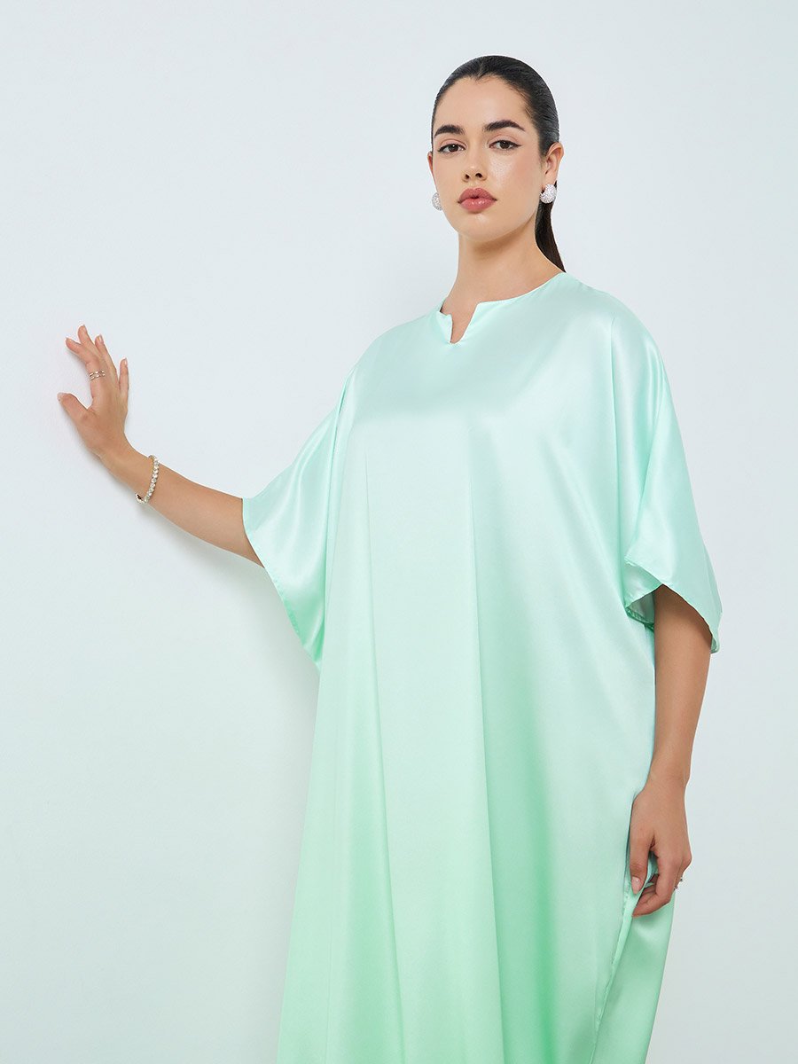 Women Green Ombre Print Kaftan
