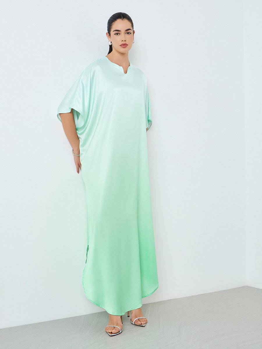 Women Green Ombre Print Kaftan