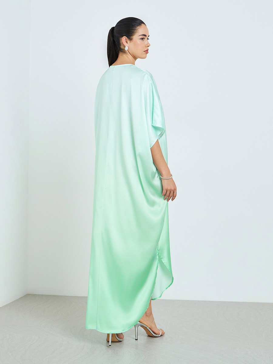Women Green Ombre Print Kaftan