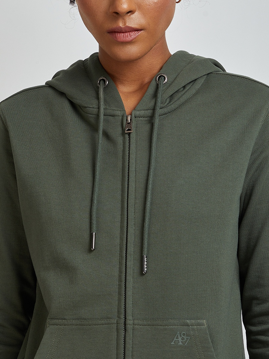 Plain Fleece Zip-Up Hoodie