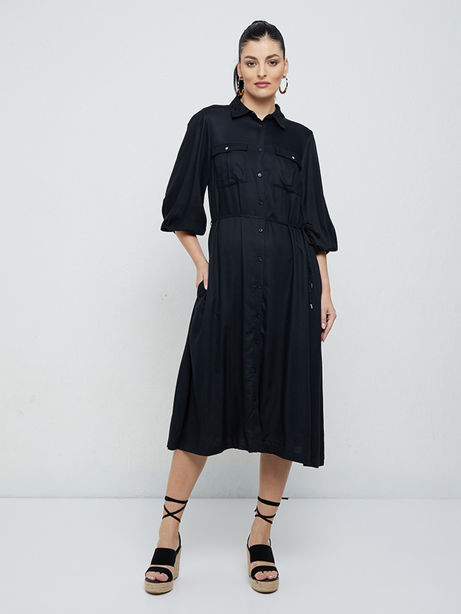 Twill Midi Shirt Dress