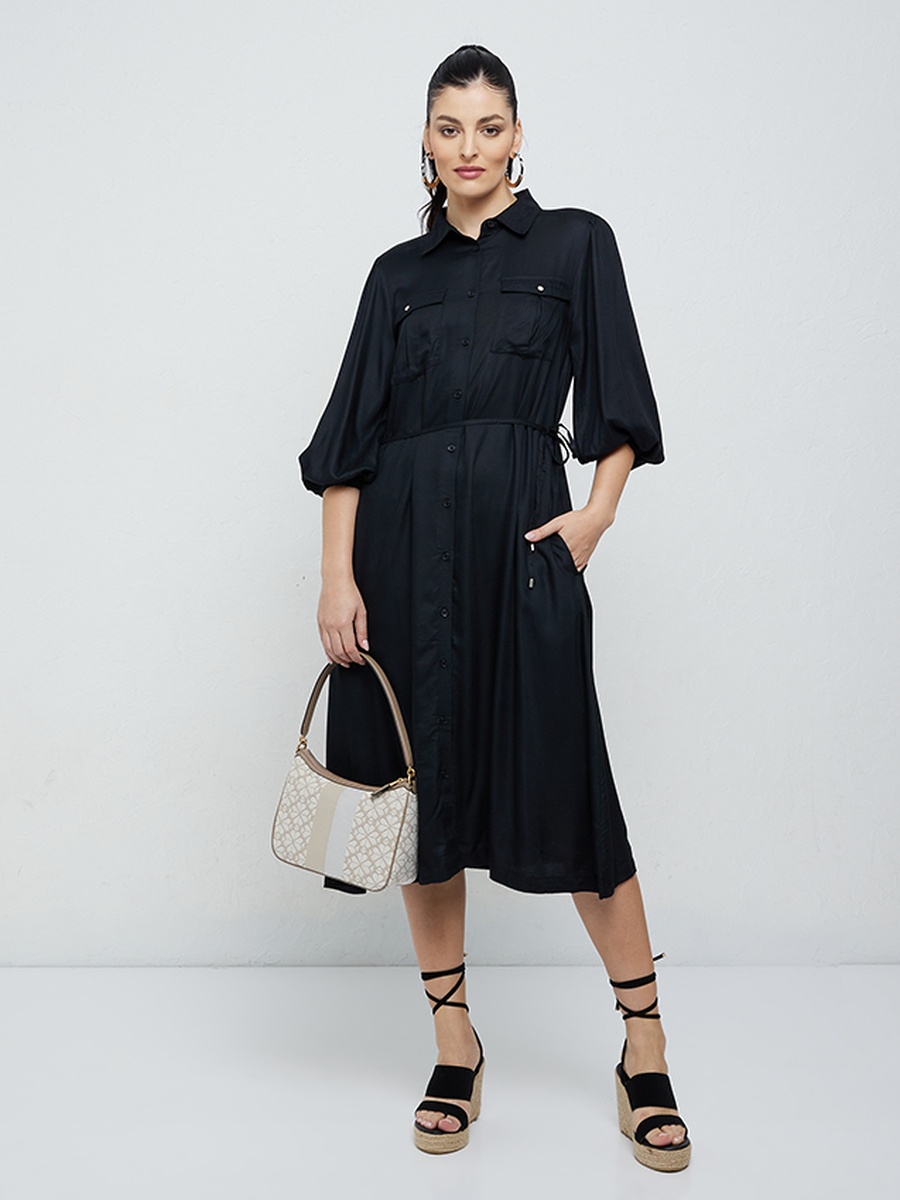 Twill Midi Shirt Dress