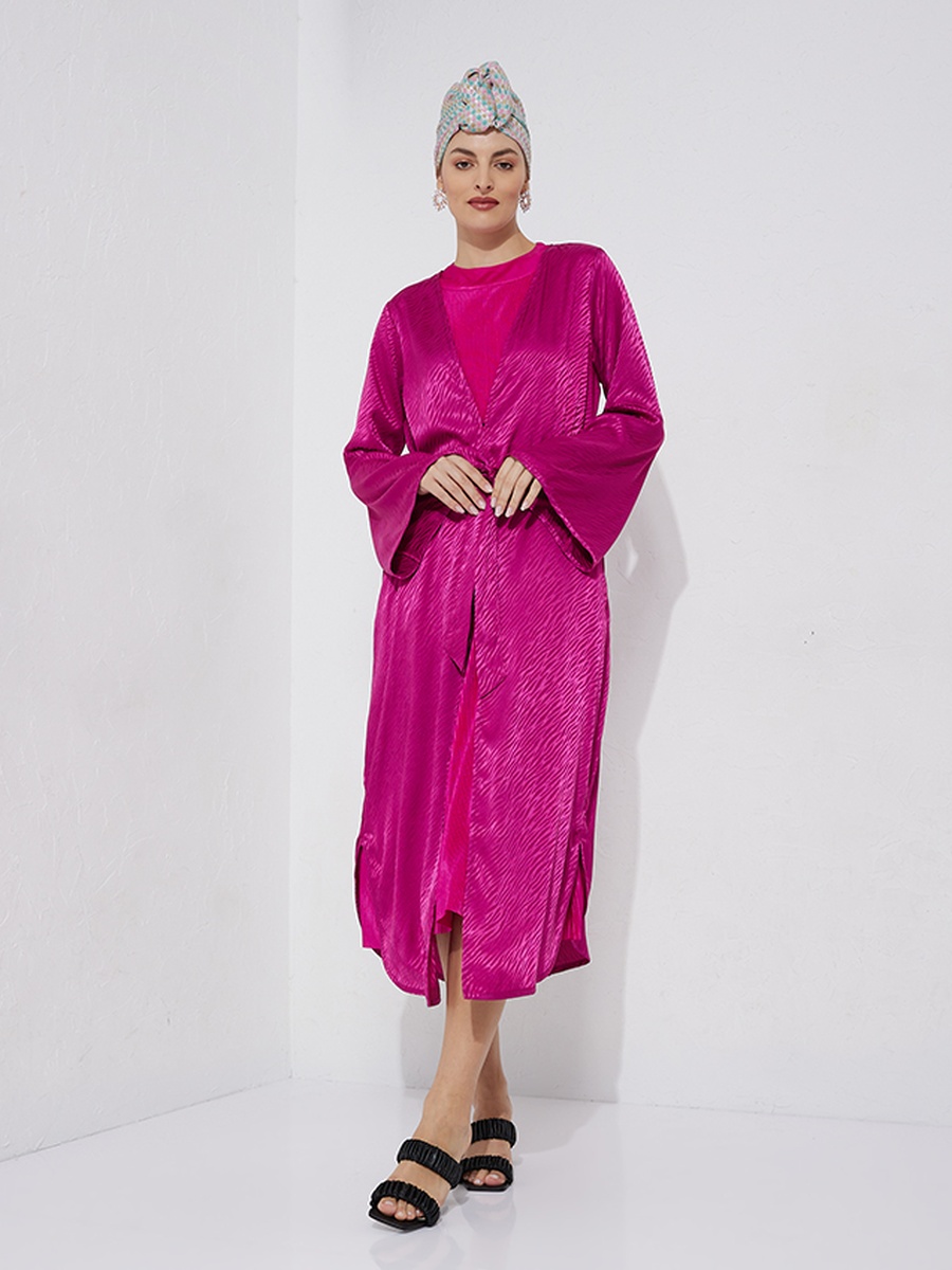 Self Design Round Neck Belted A-Line Midi Dress