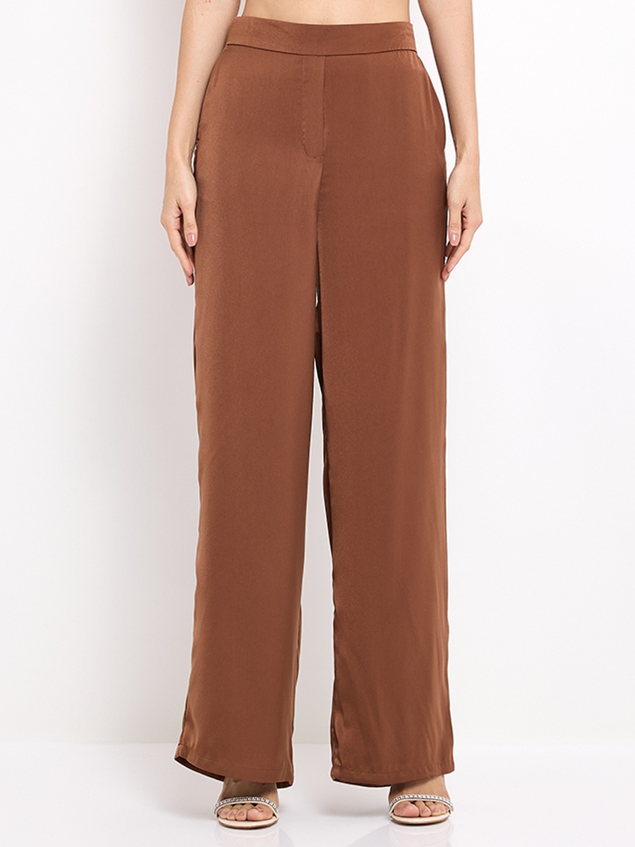 Plain High-Rise Elasticated Trousers
