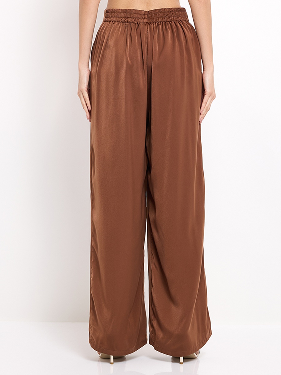 Plain High-Rise Elasticated Trousers