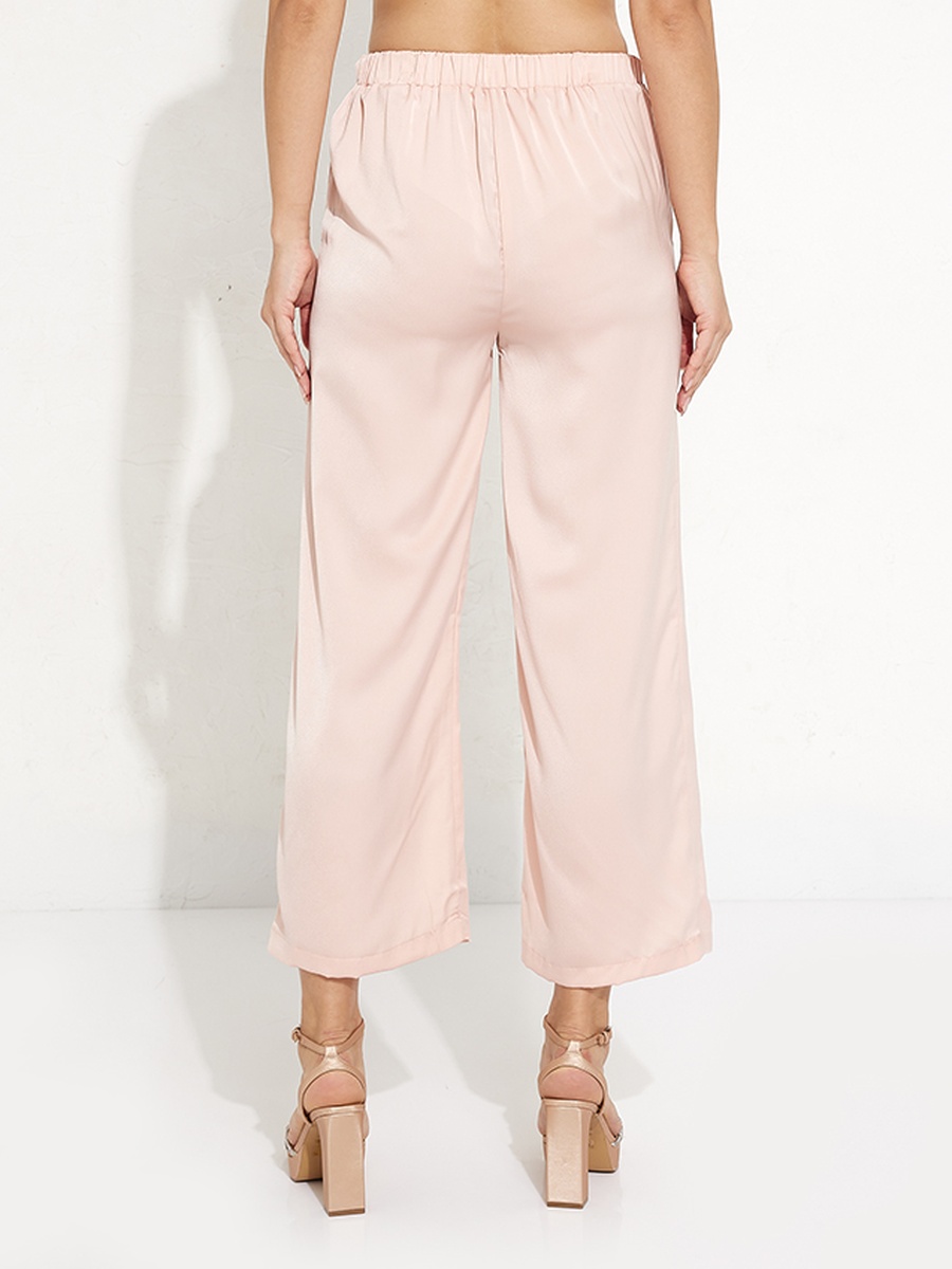 Plain Flat Front Wide Leg Pants