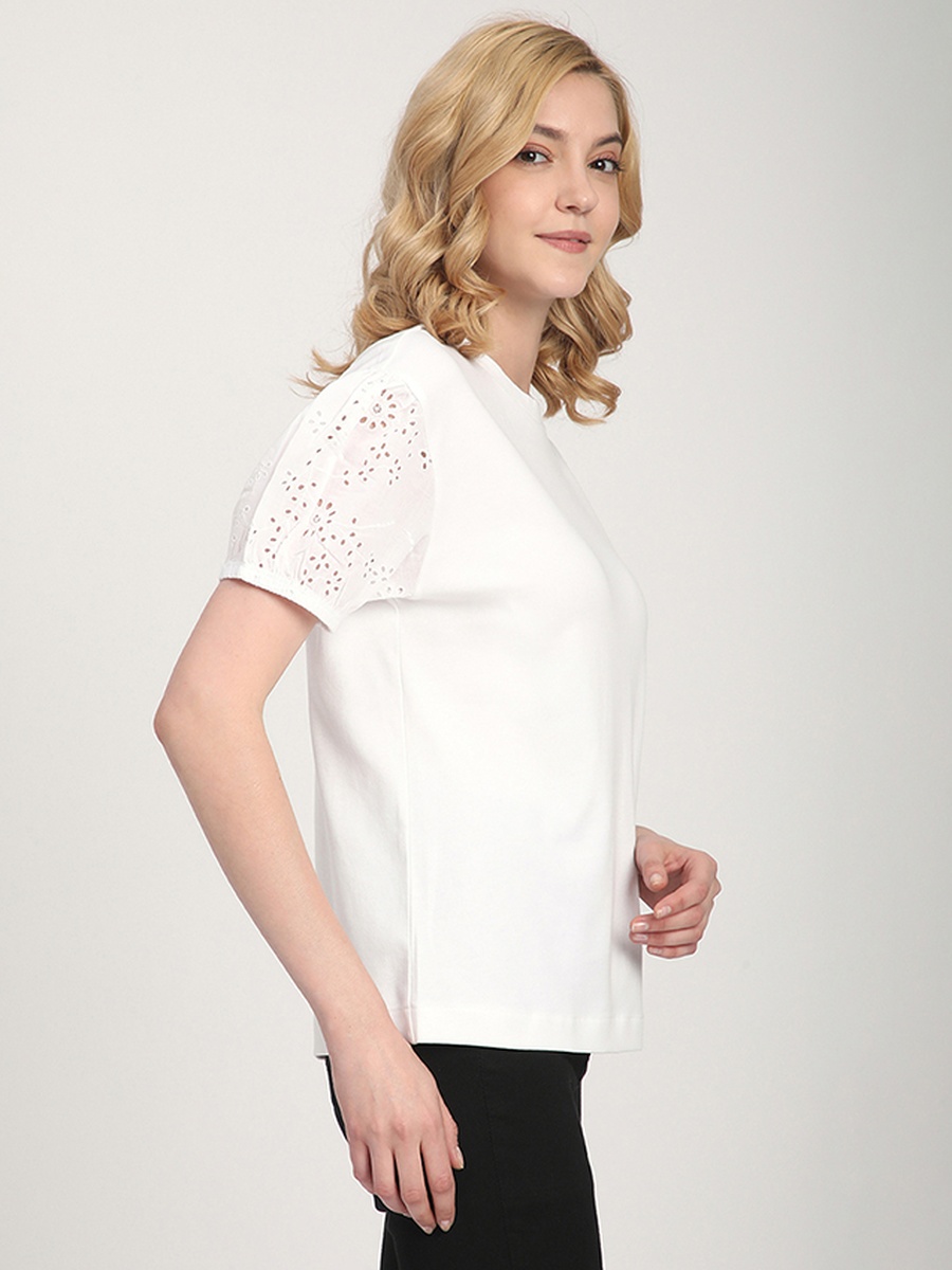 Solid Schiffli Short Sleeve T-Shirt
