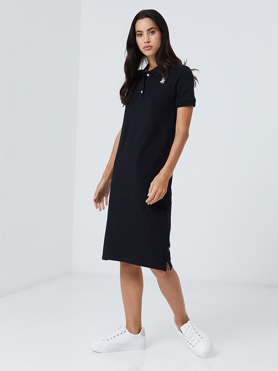 Logo Detail Short Sleeve Polo T-Shirt Dress