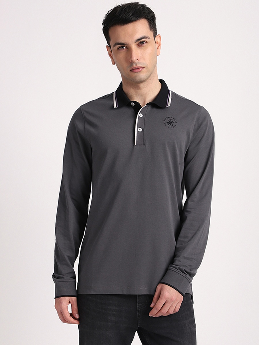 Tipped Long Sleeve Polo T-Shirt