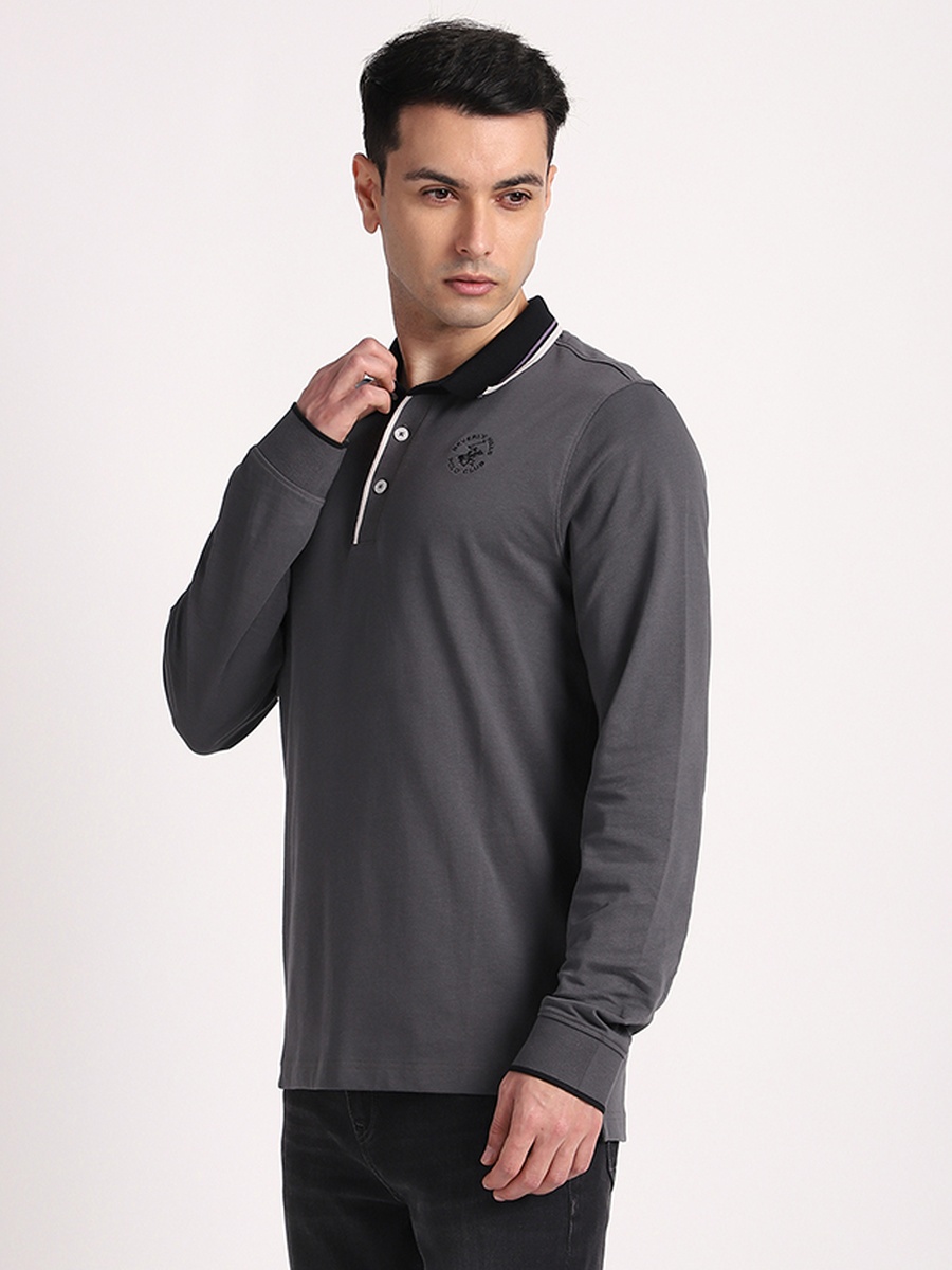 Tipped Long Sleeve Polo T-Shirt