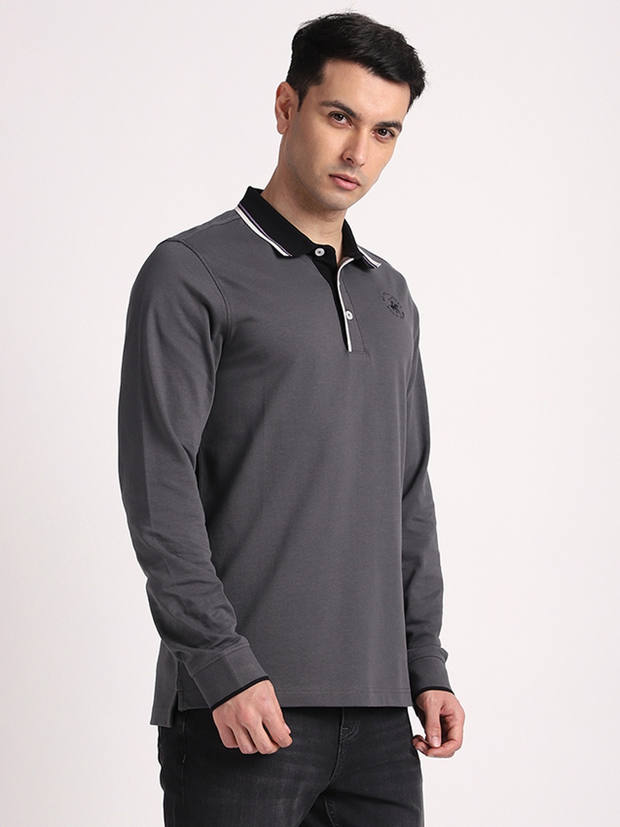Tipped Long Sleeve Polo T-Shirt